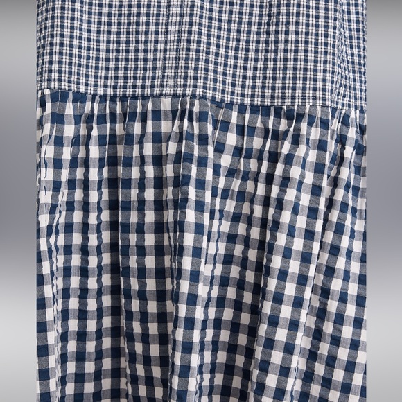 NWT Madewell Seersucker V-Neck Mini Dress in Gingham Check- Medium - Picture 4 of 10